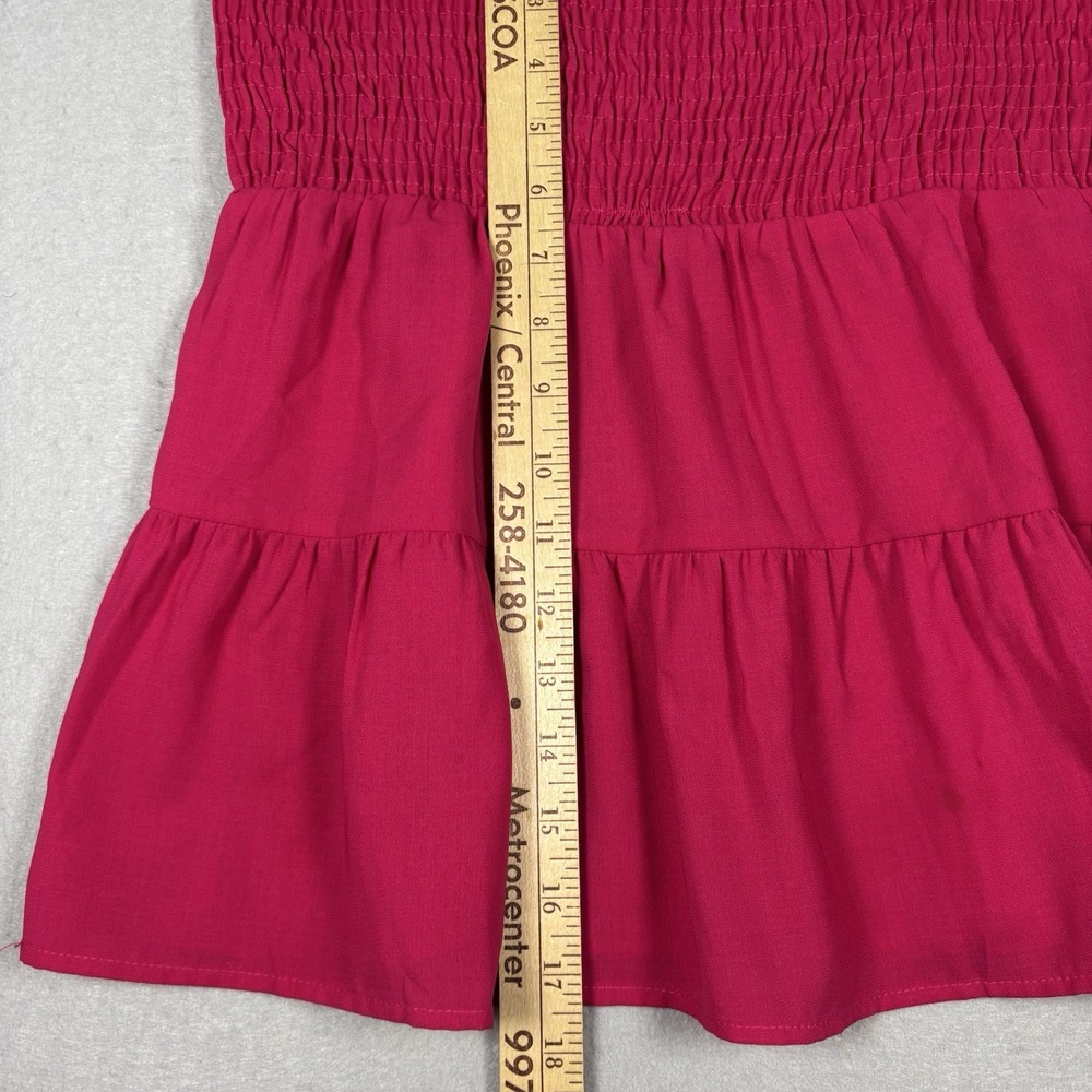 Paper Crane Tank Top Pink Smocked Bust Tiered Babydoll Strap Size Medium Y2K - Picture 5 of 9
